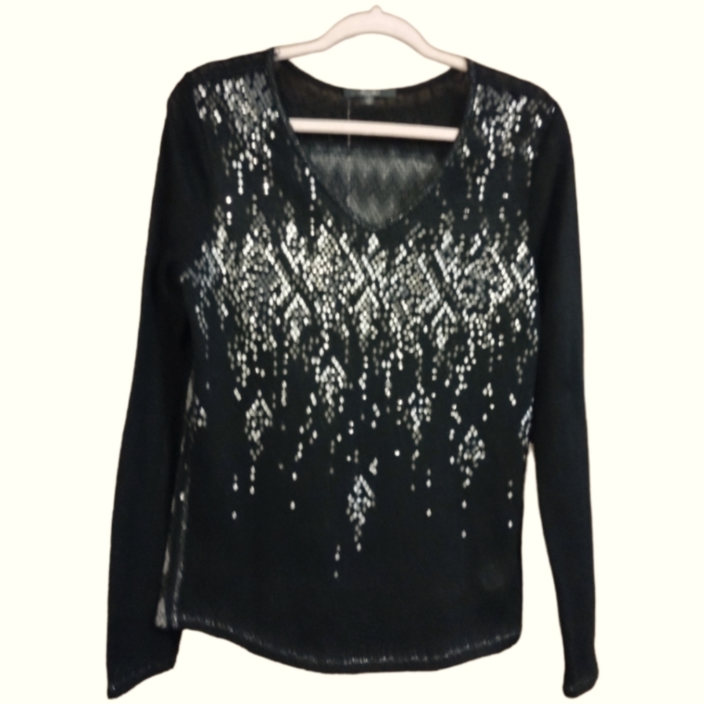 𝅺MISS Me small black long sleeve bling glitter sequin